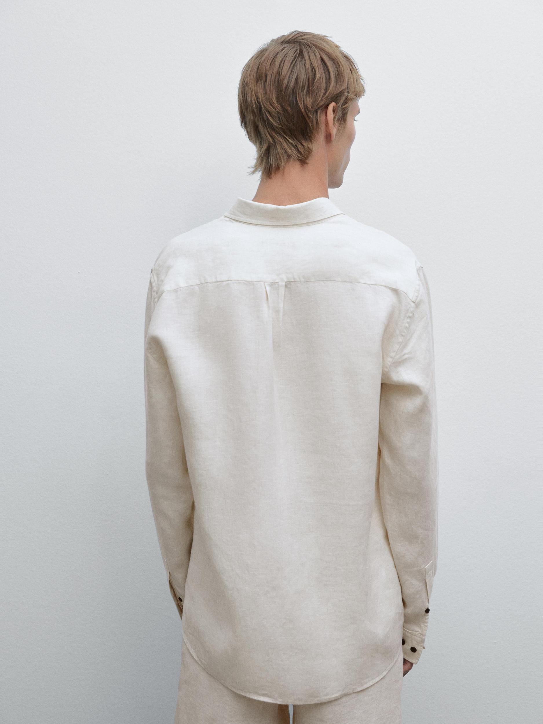 100% linen regular fit shirt Product Image