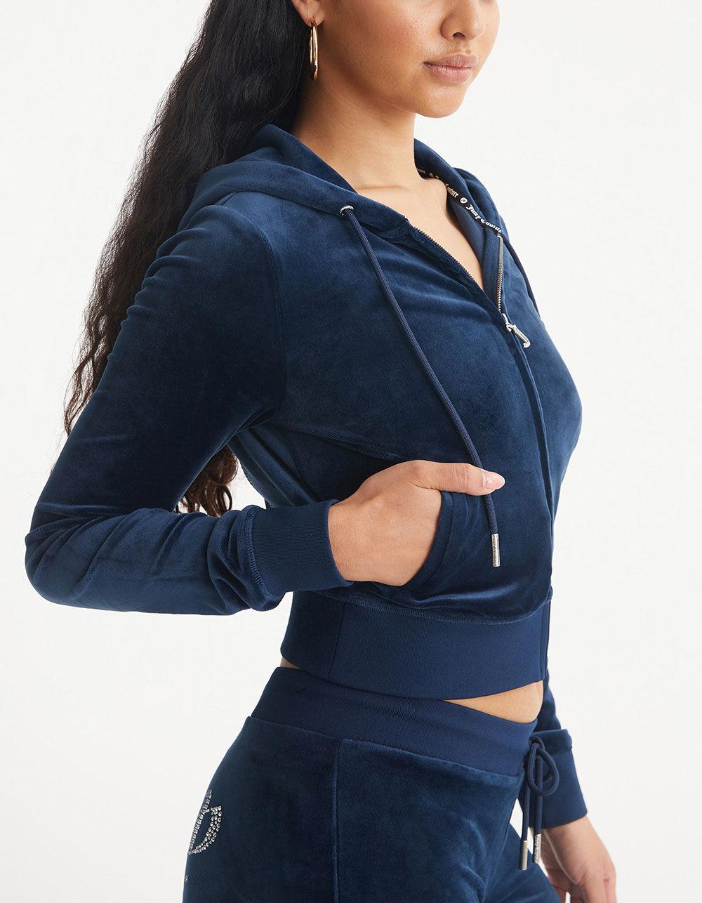 JUICY COUTURE OG Bling Womens Zip-Up Hoodie - NAVY Product Image