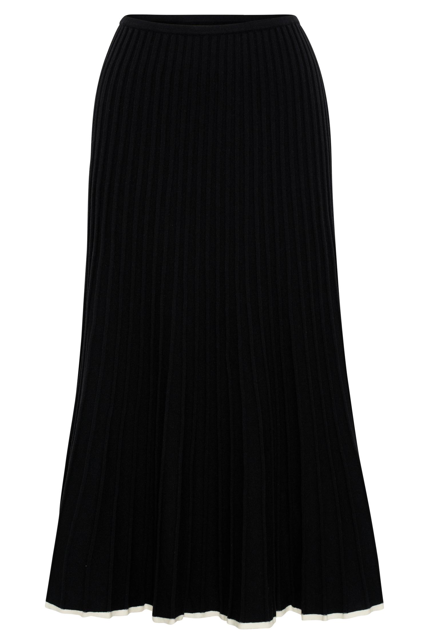 Jolene Contrast Rib Knit Midi Skirt - Black Product Image
