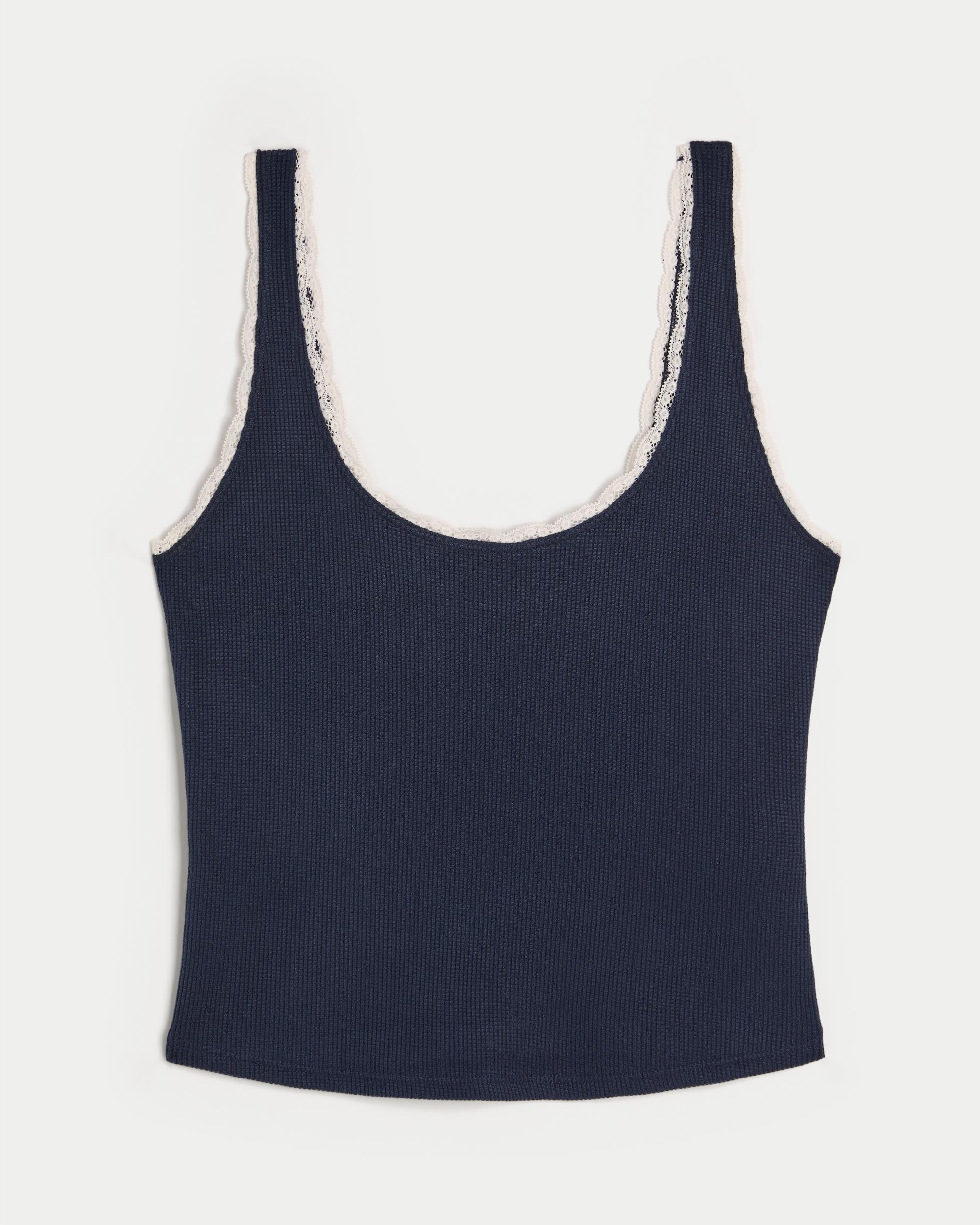 Gilly Hicks Cozy Waffle Lace Trim Tank Product Image