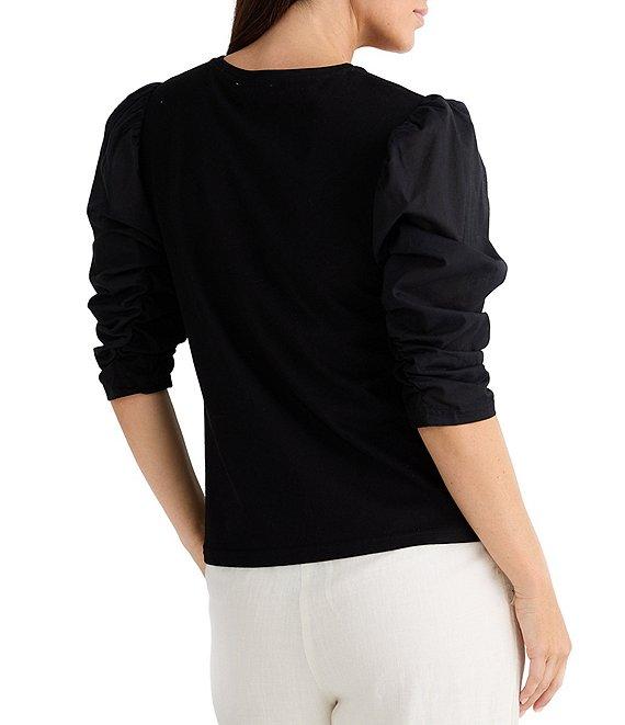 Brave + True 3/4 Gathered Puff Sleeve Crew Neck Top Product Image