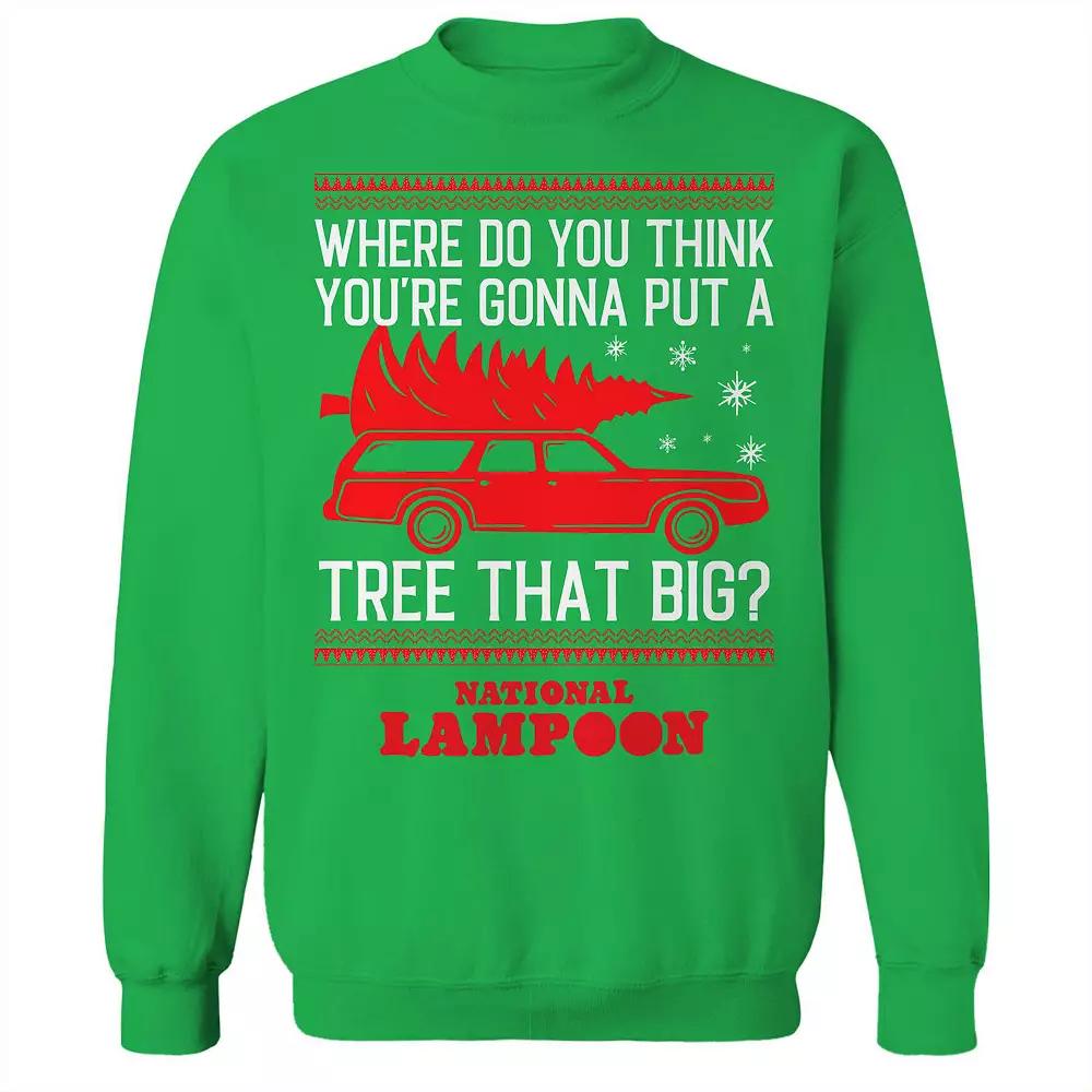 Men's Big Tree National Lampoon's Christmas Vacation Graphic Fleece Crew Sweatshirt, Size: Large, Irish Green Product Image