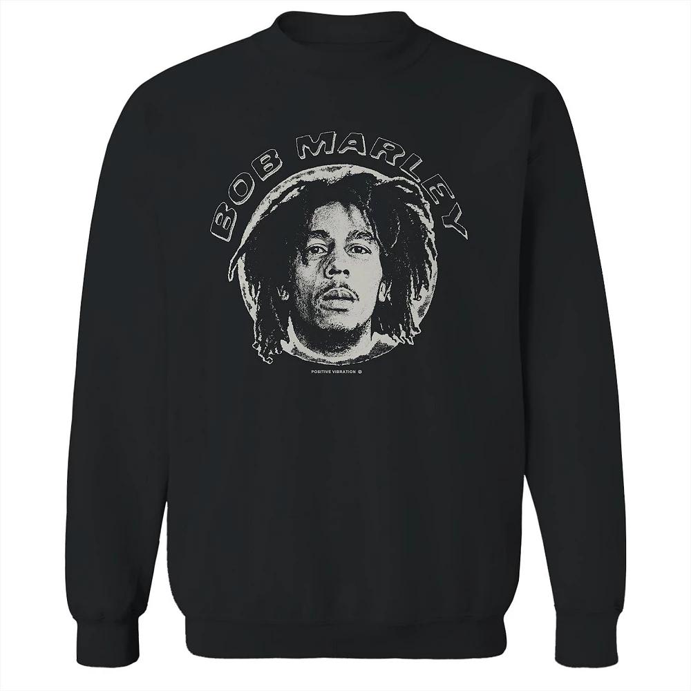 Junior's Bob Marley Bob Face Circle Graphic Fleece Sweatshirt, Women's, Size: Medium, Black Product Image