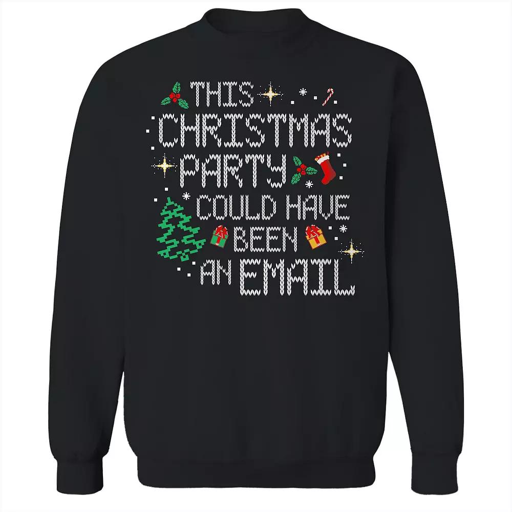 Men's Christmas Sweater Party Email Graphic Sweatshirt, Size: XXL, Black Product Image