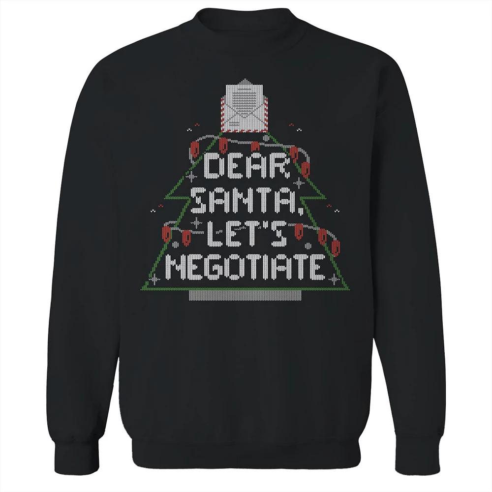 Men's Dear Santa Negotiate Christmas Sweater Graphic Sweatshirt, Size: Small, Black Product Image