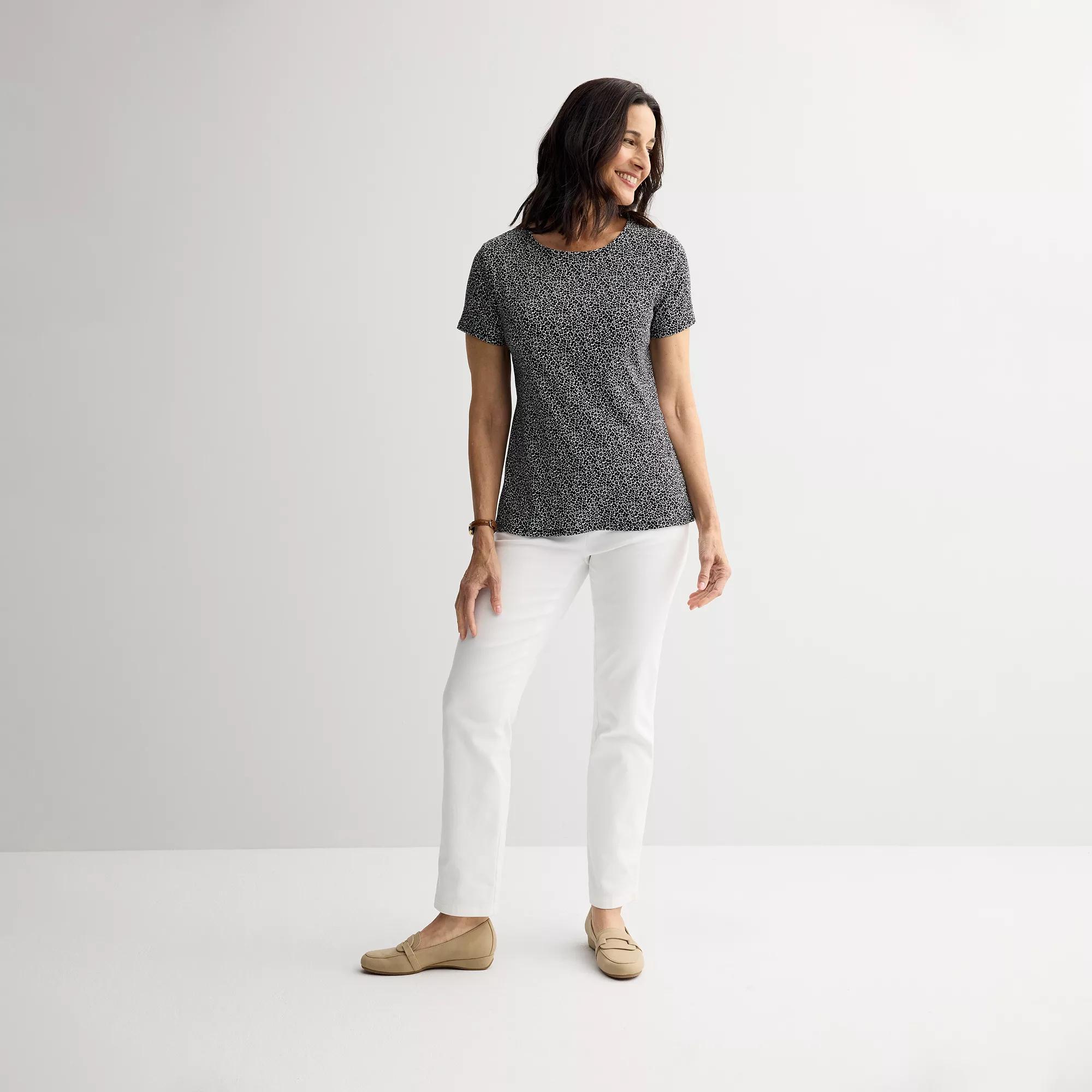 Women's Croft & Barrow® Essential Crewneck Tee, Size: XS, Black Mini Garden Product Image