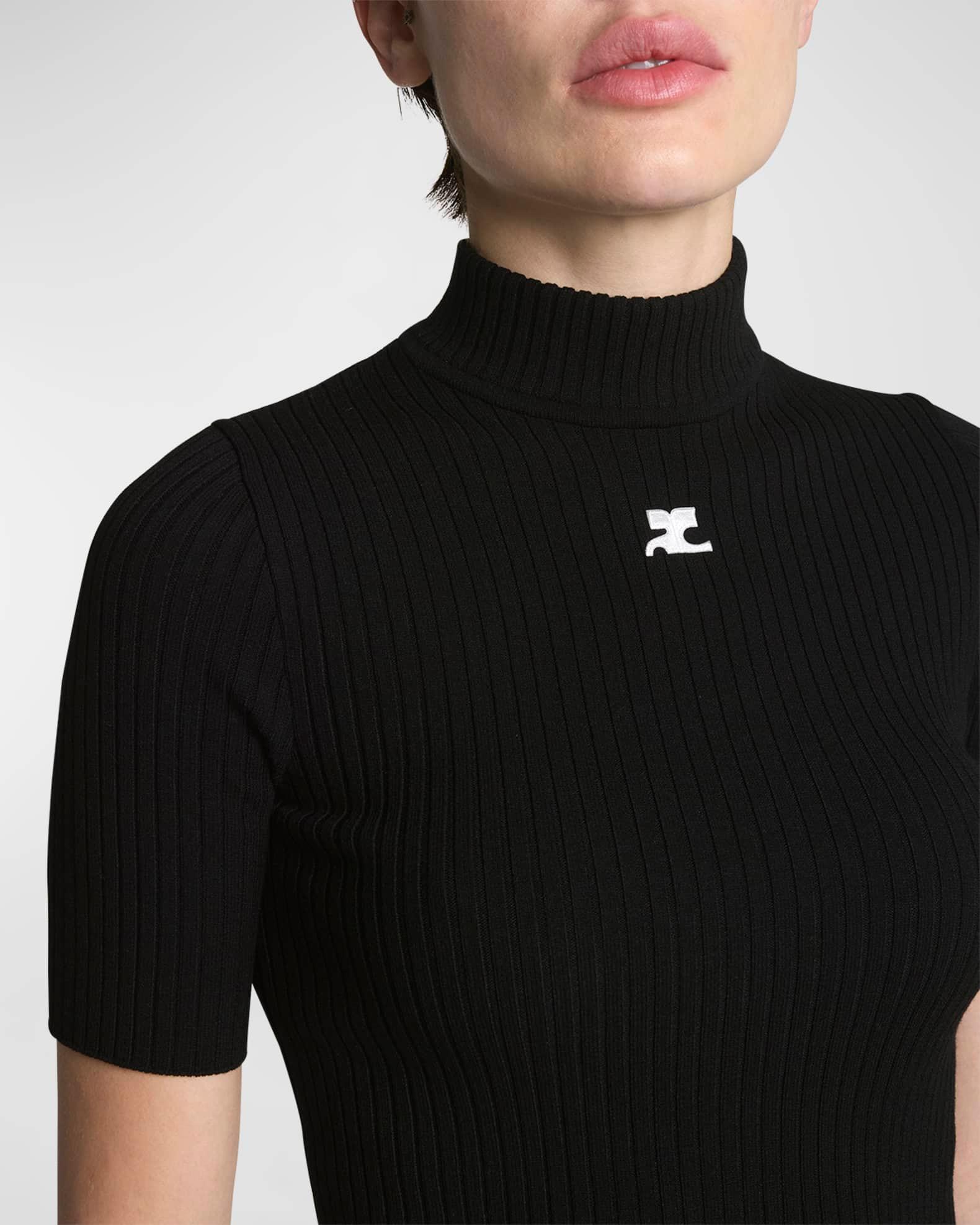 Mock-Neck Short-Sleeve Rib Pullover Product Image