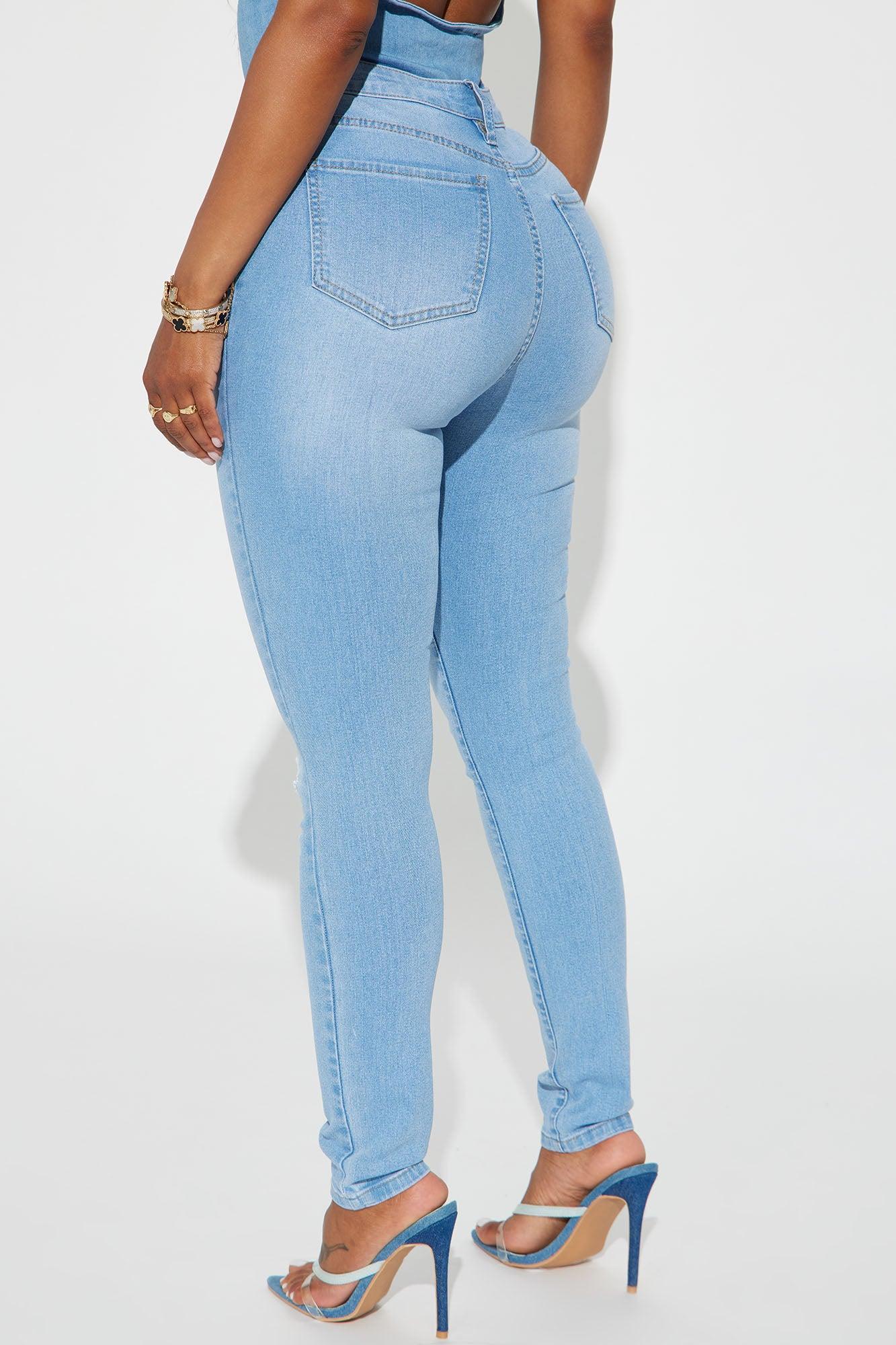 Dakota Ripped High Rise Stretch Skinny Jeans - Light Wash Product Image