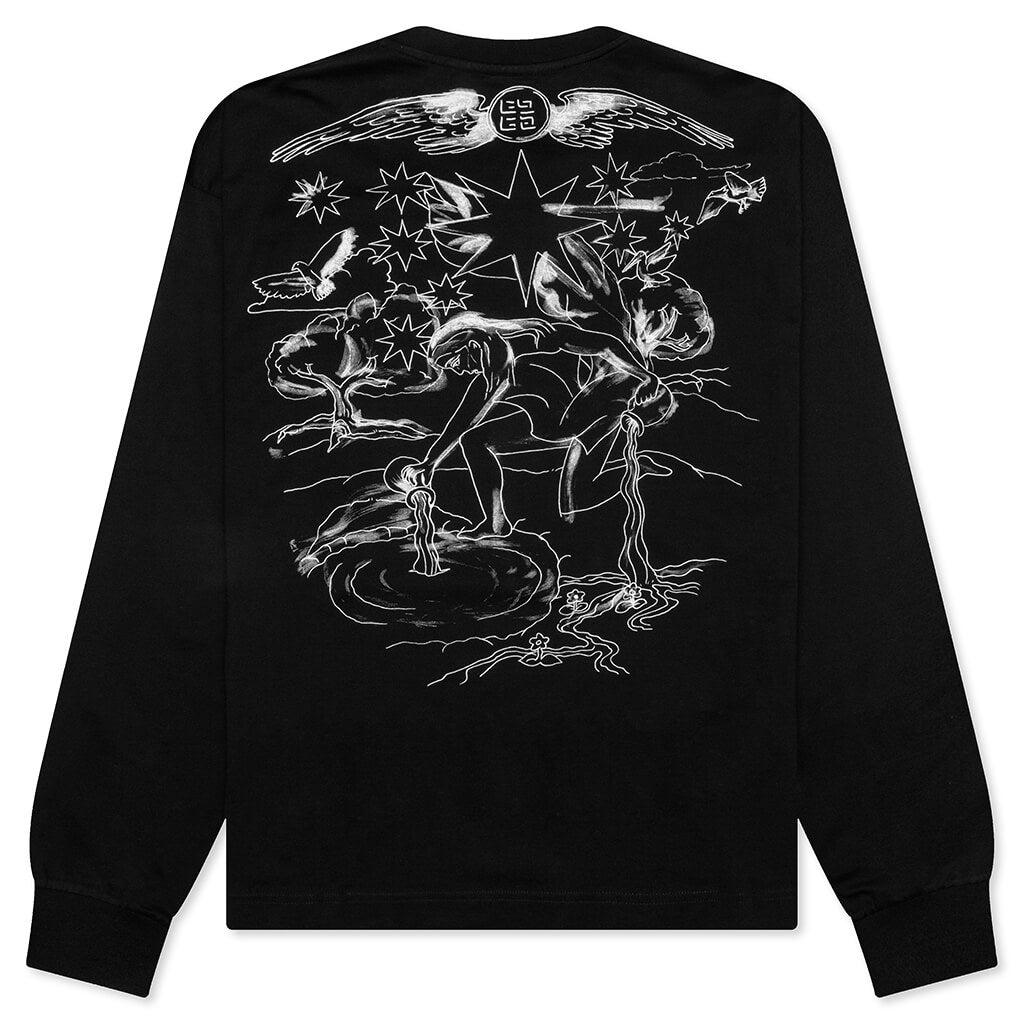 Tarot Print Boxy Fit Long Sleeve T-Shirt - Black Male Product Image