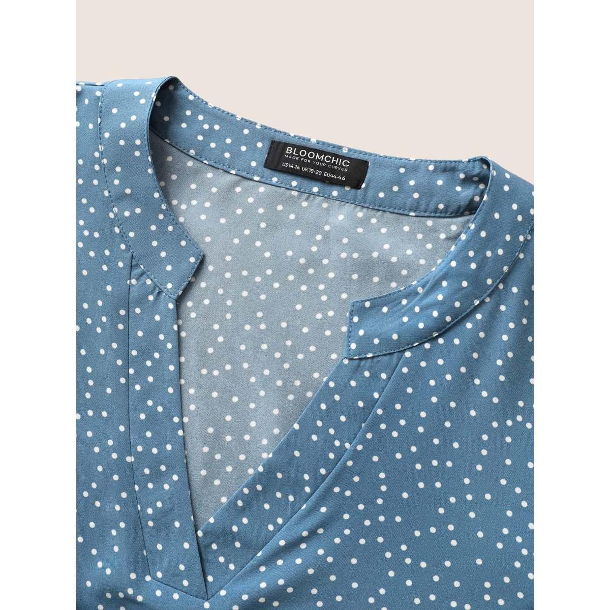 Polka Dot Ruffles Plus Size Women Blouses Elegance Casual Ruffles Ruffle Sleeve Short Sleeve V Neck Dailywear Blouses BloomChic Product Image