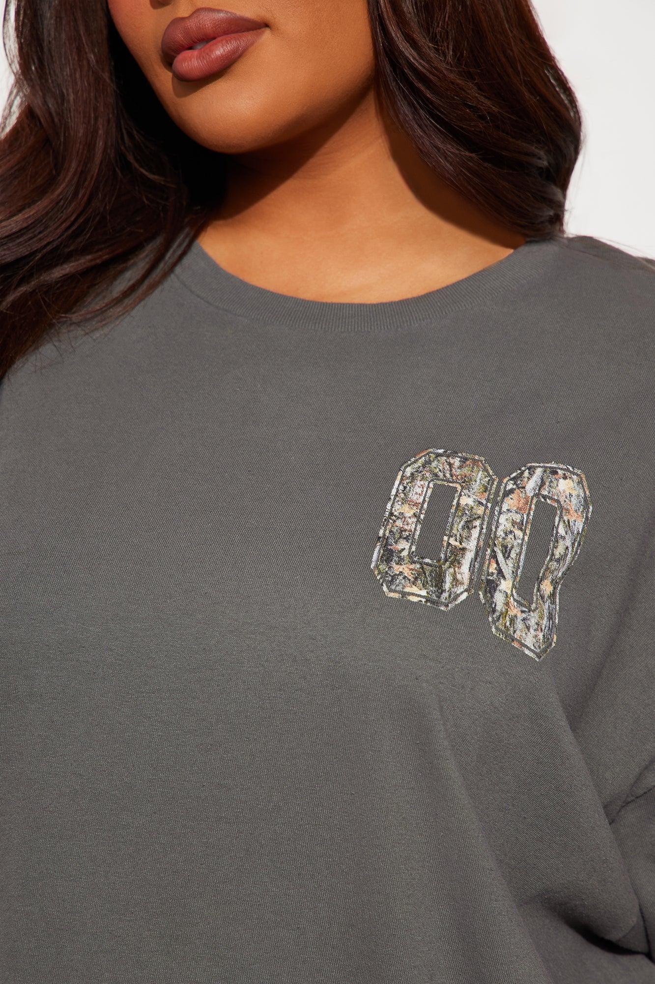 Lexi Camo Washed Oversized Tee - Charcoal Product Image