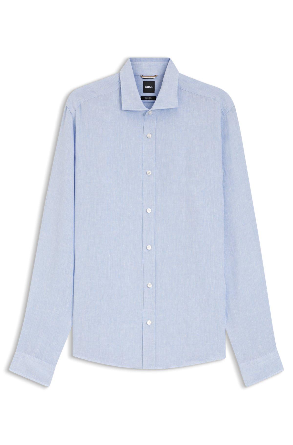Regular-fit shirt in washed linen Product Image