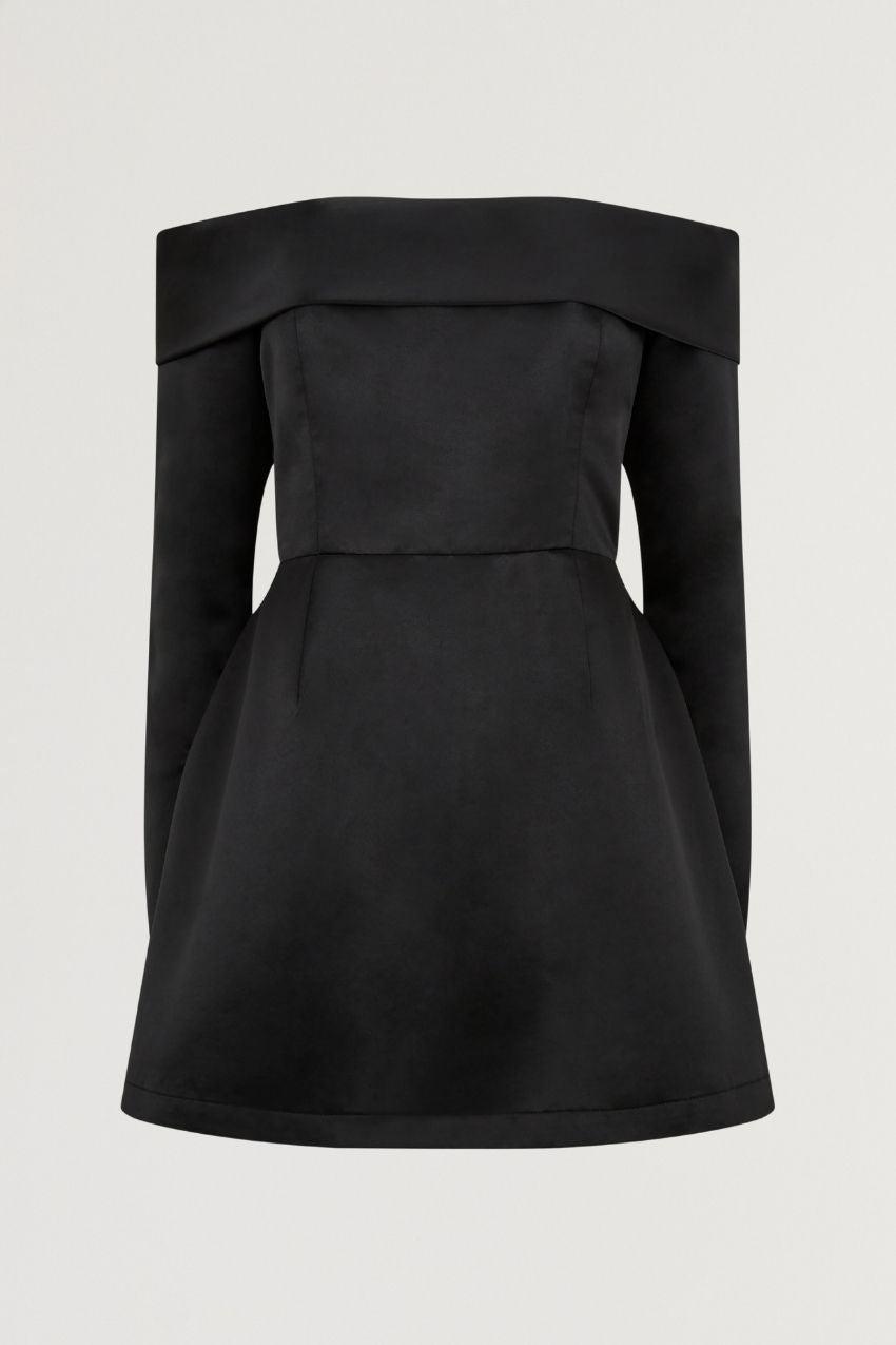 Satin Bardot Mini Dress Product Image