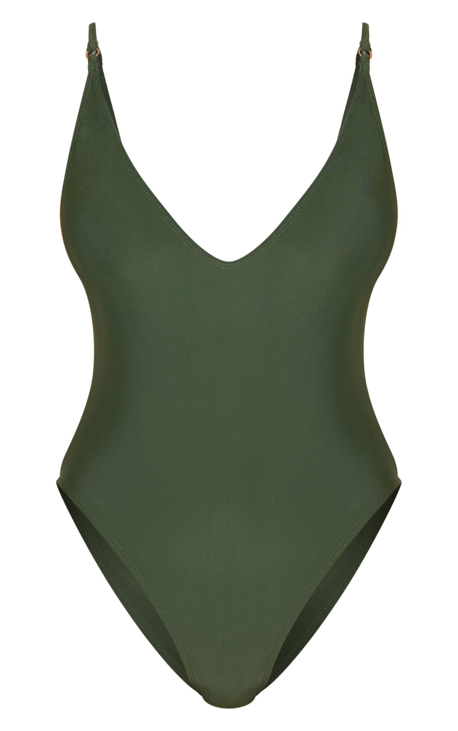 Khaki Basic Low Scoop Swimsuit Product Image
