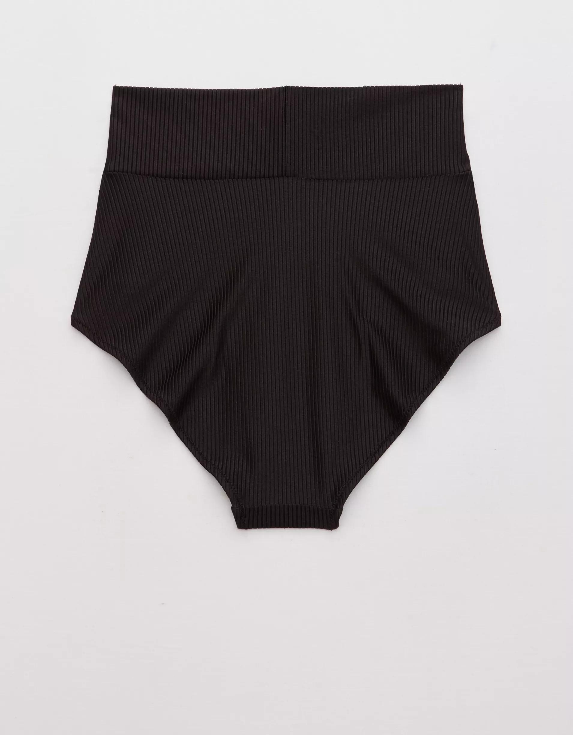 Aerie Shine Rib Crossover High Waisted Bikini Bottom Product Image
