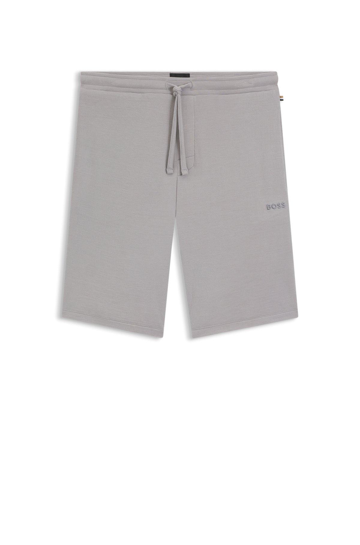 BOSS - Stretch-jersey pajama shorts with embroidered logo - Light Grey Product Image