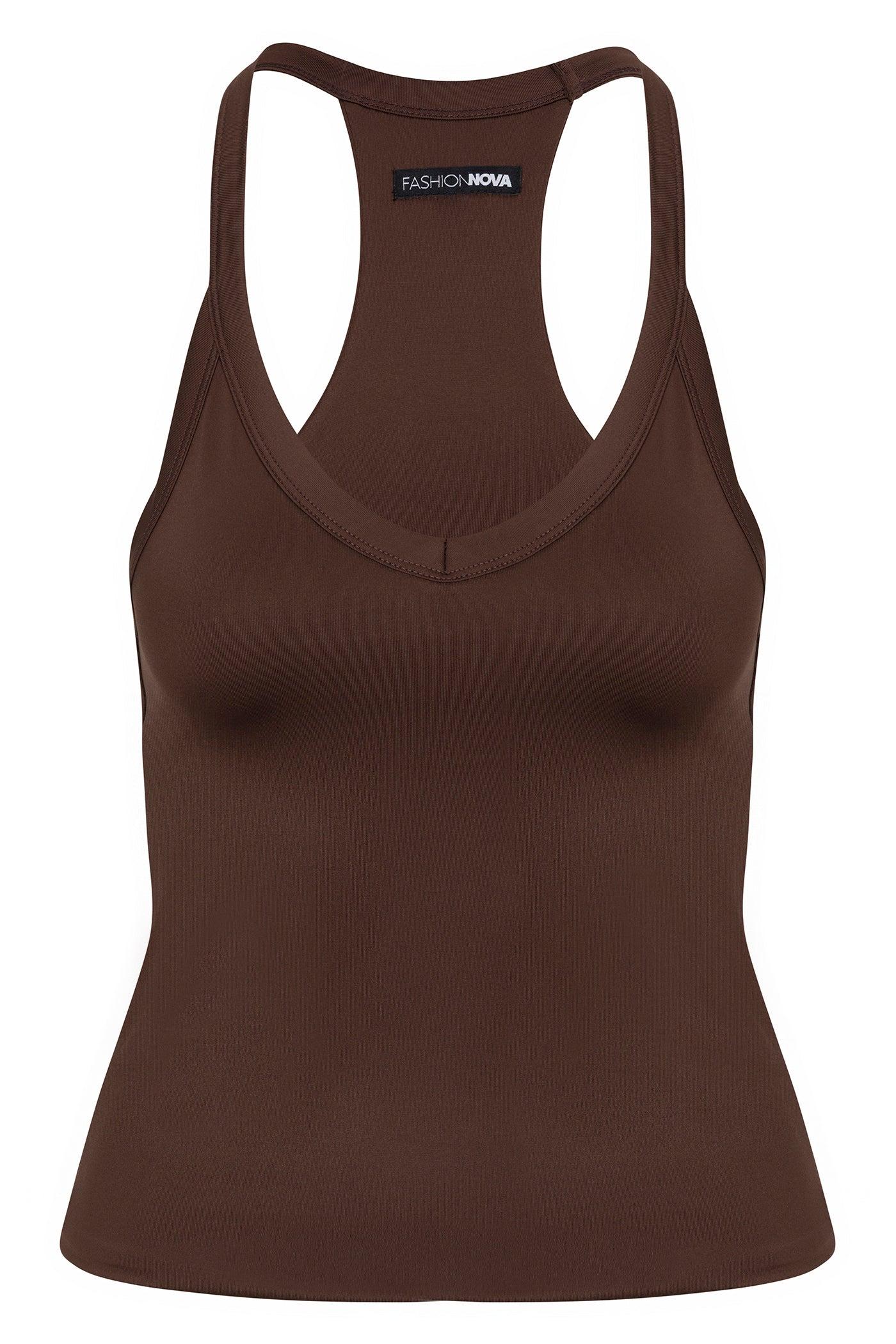 Contour Double Lined V-Neck Tank Top - Chocolate Female Product Image
