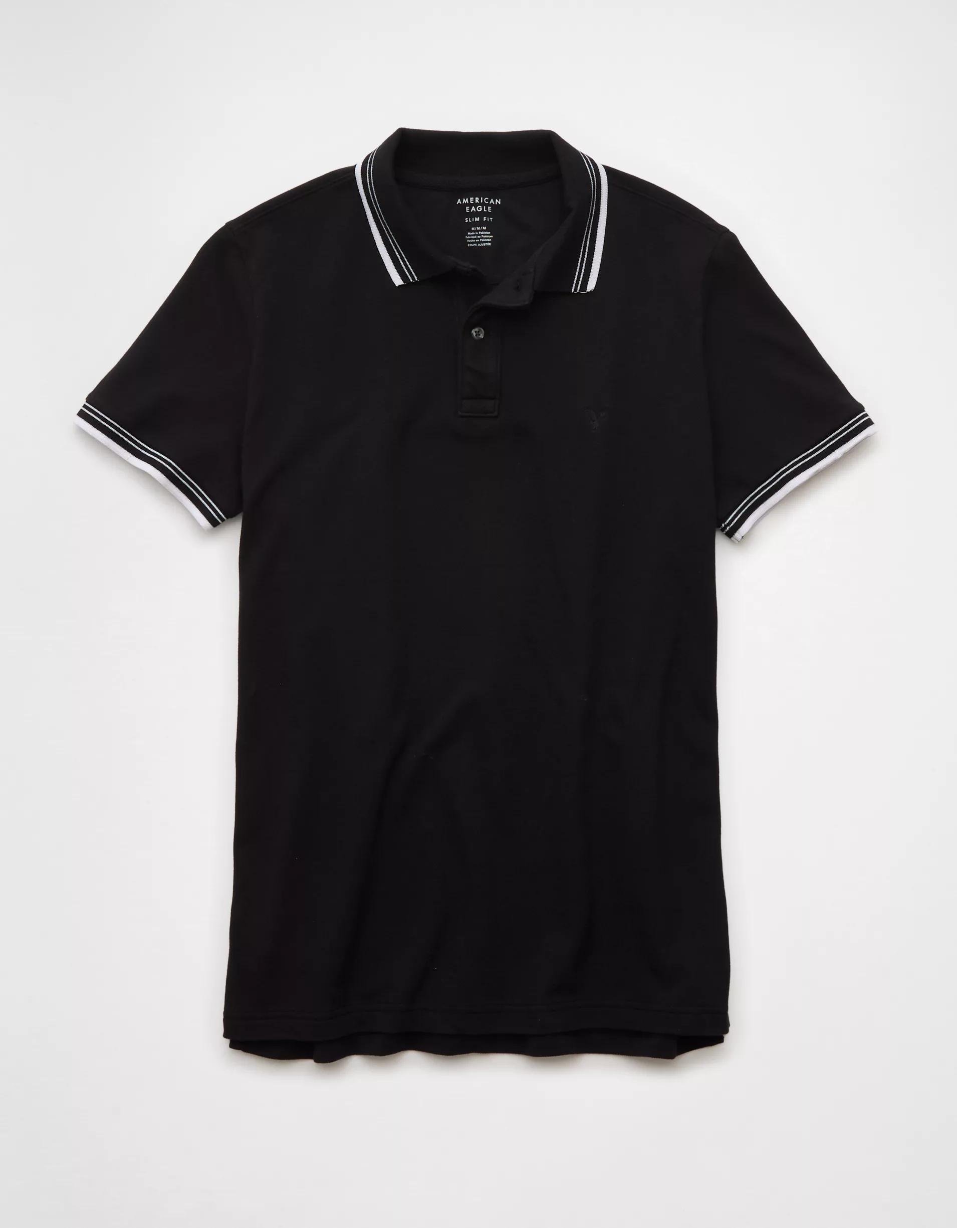 AE Lived-In Stretch Pique Slim Fit Tipped Polo Shirt Product Image