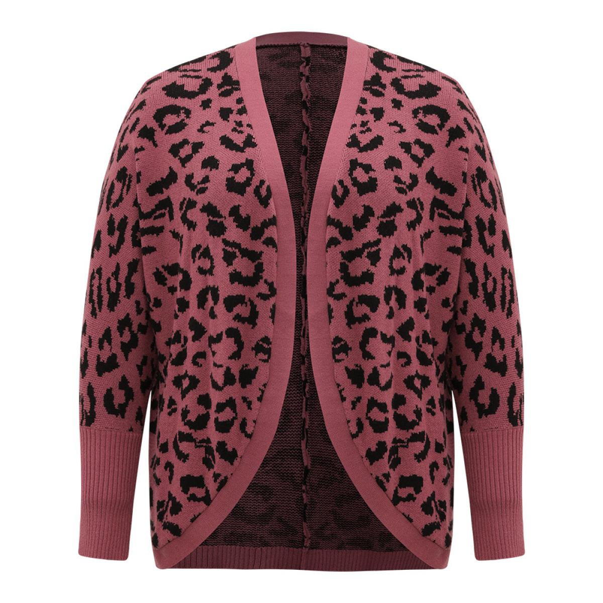 Plus Size Supersoft Essentials Leopard Curved Hem Cardigan RedViolet Women Casual Loose Sleeveless Dailywear Cardigans BloomChic 14-16/1X Product Image