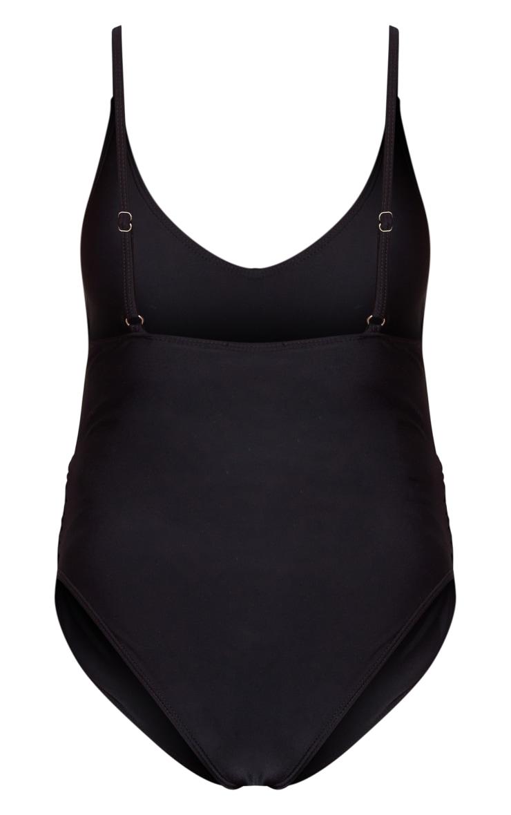 Maternity Black Basic Low Scoop Swimsuit Product Image