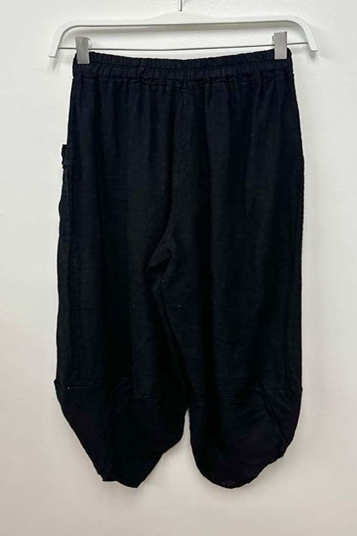 Elastic Waist, Curved Hem Linen Harem Pants Product Image