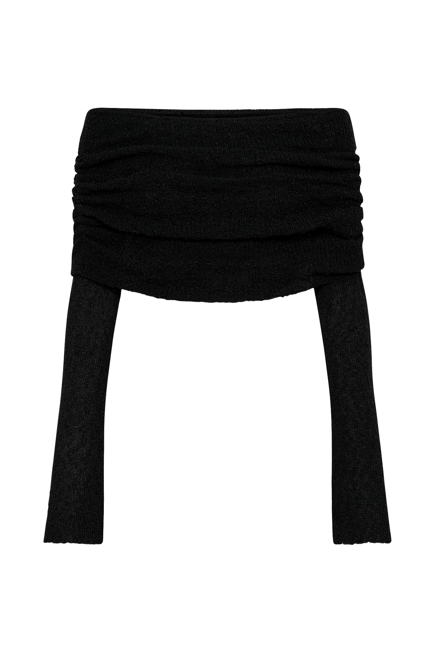 Marisol Off Shoulder Boucle Top - Black Product Image