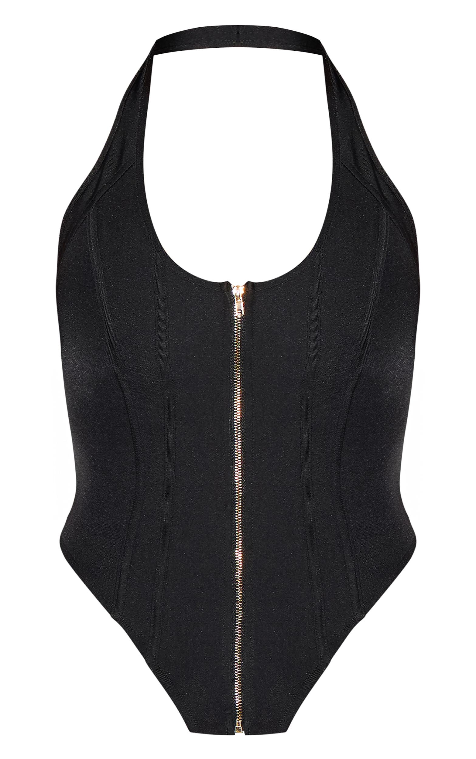Black Boned Dip Hem Corset Product Image