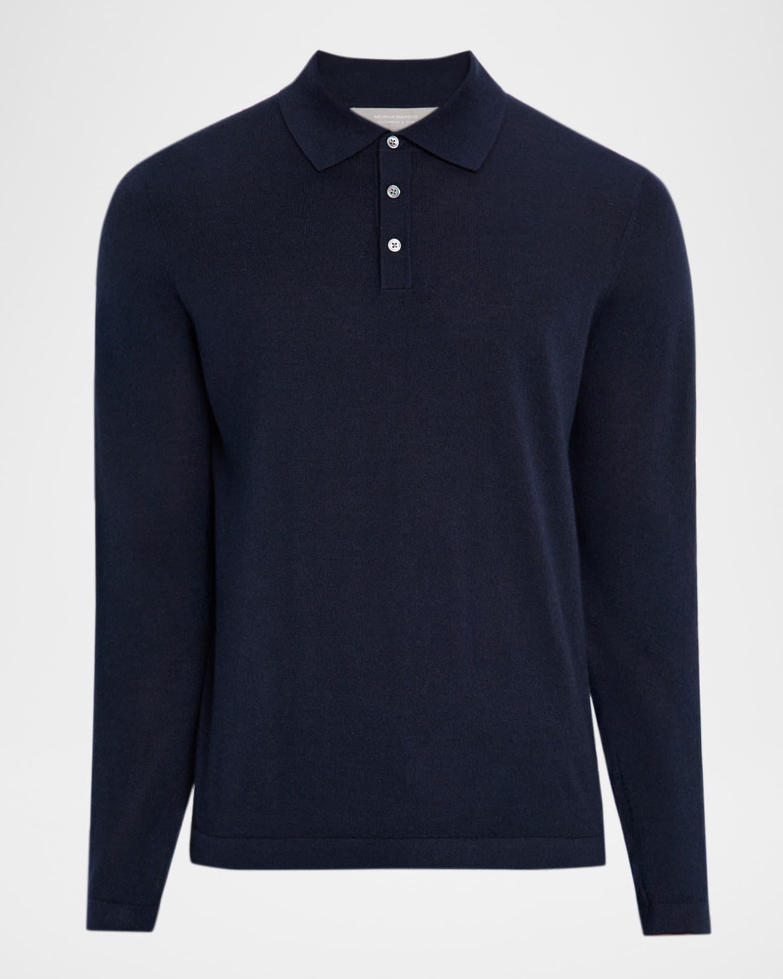 Men's Cashmere and Silk Knit Polo Sweater Product Image