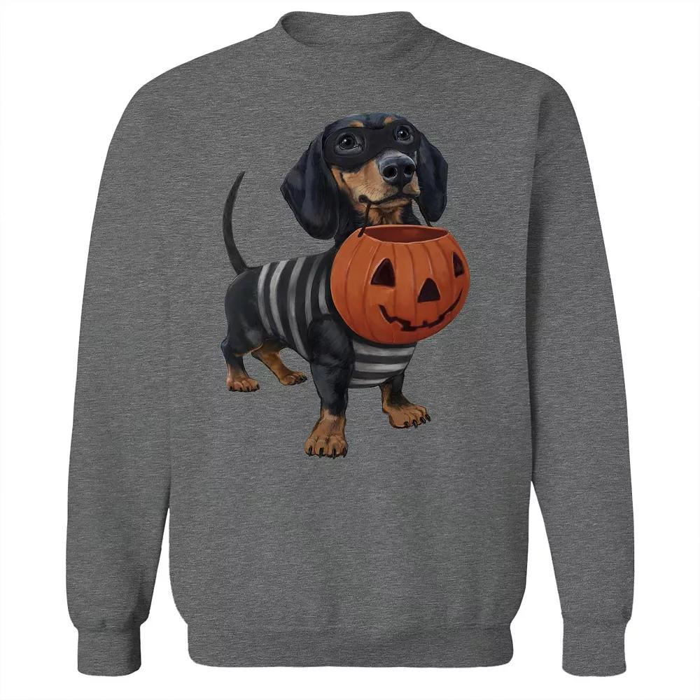 Junior's Happy Halloweenie Graphic Fleece Sweatshirt, Women's, Size: Large, Grey Heather Product Image