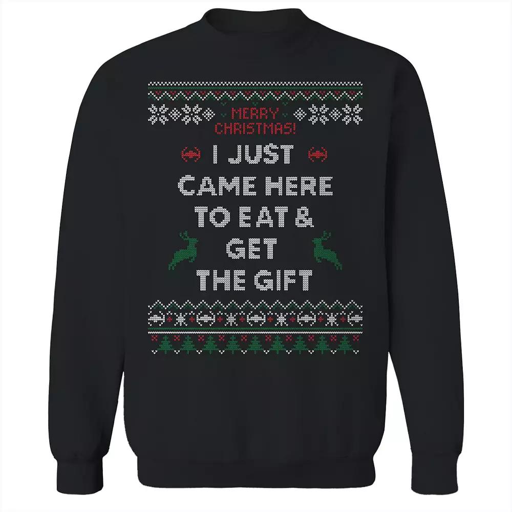 Men's Eat and Run Christmas Sweater Graphic Sweatshirt, Size: XXL, Black Product Image