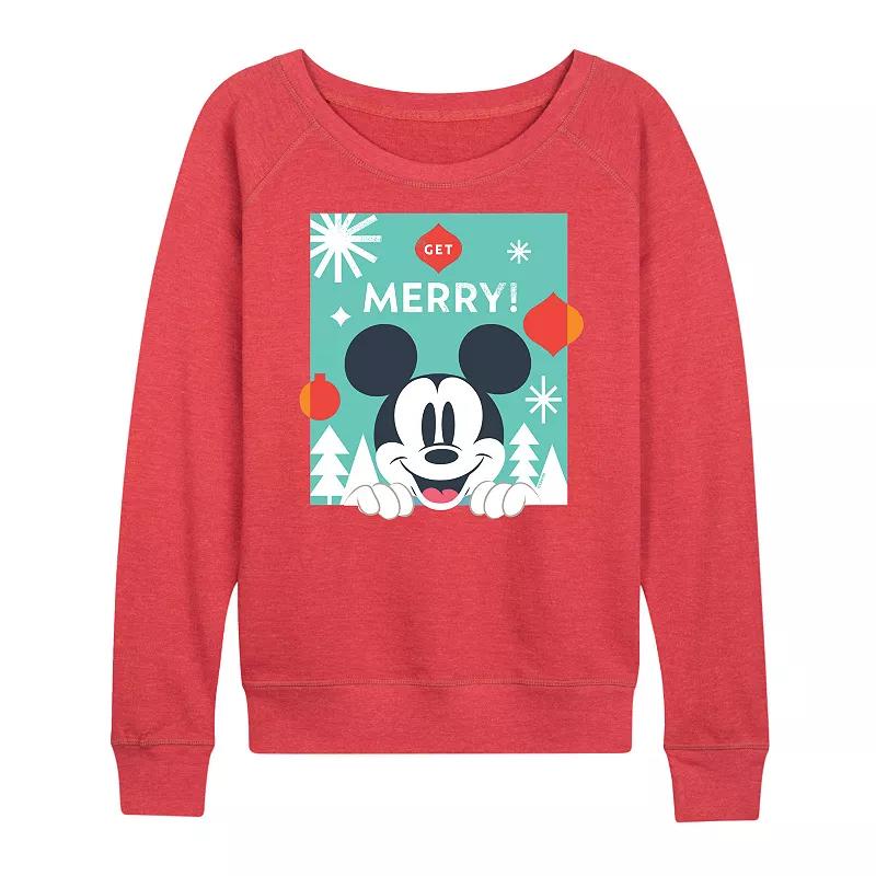 Disney's Mickey Mouse Women's Get Merry French Terry Long Sleeve Tee,  Product Image