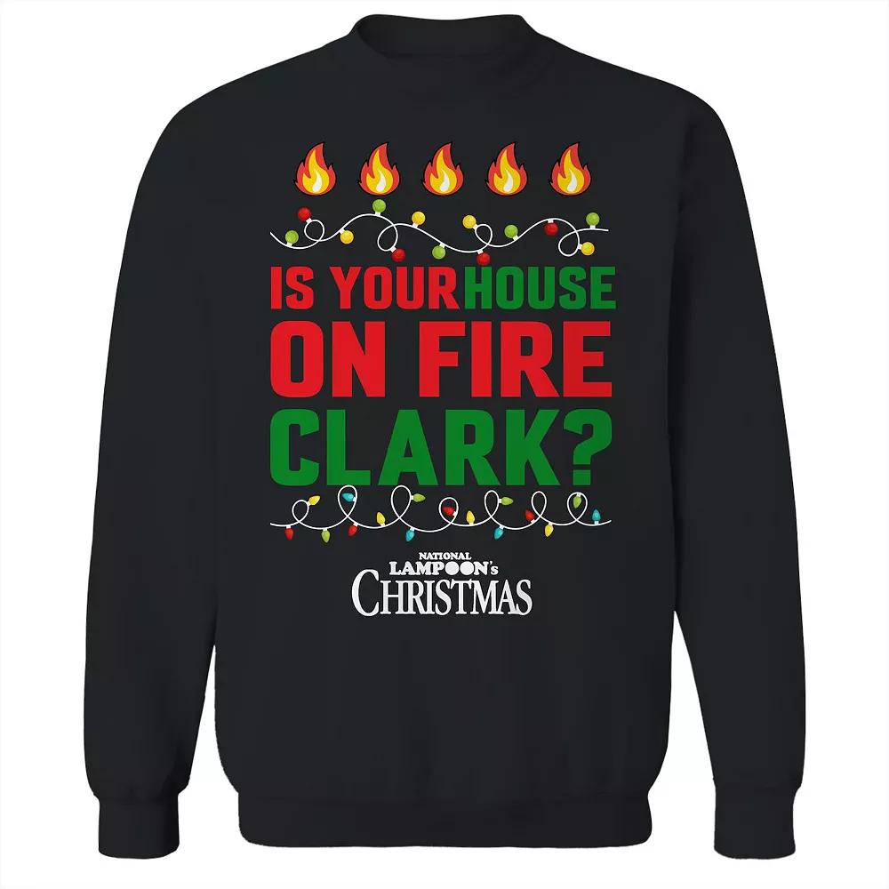Men's Is Your House on Fire National Lampoon's Christmas Vacation Graphic Fleece Crew Sweatshirt,  Product Image