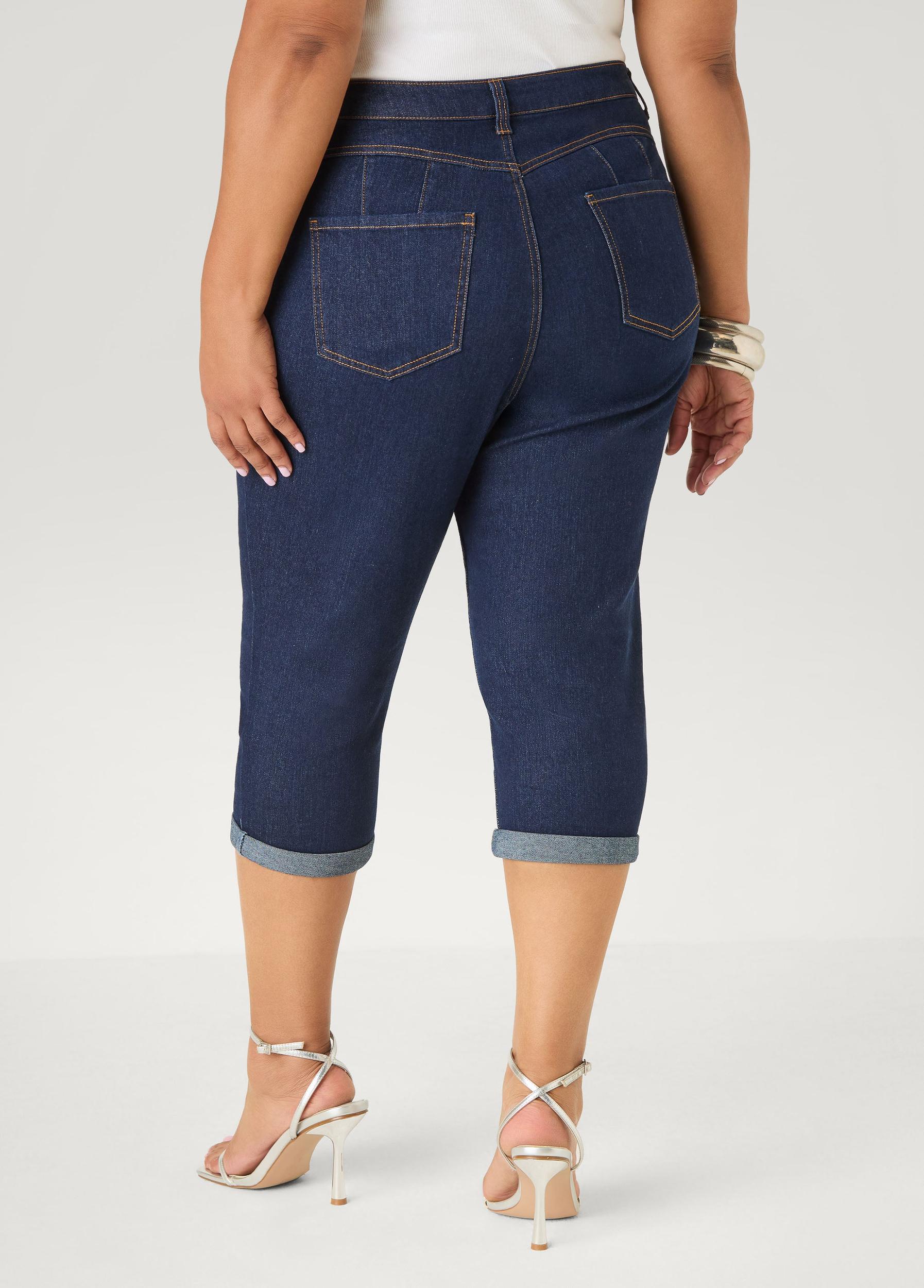 Cuffed Denim Capris Product Image