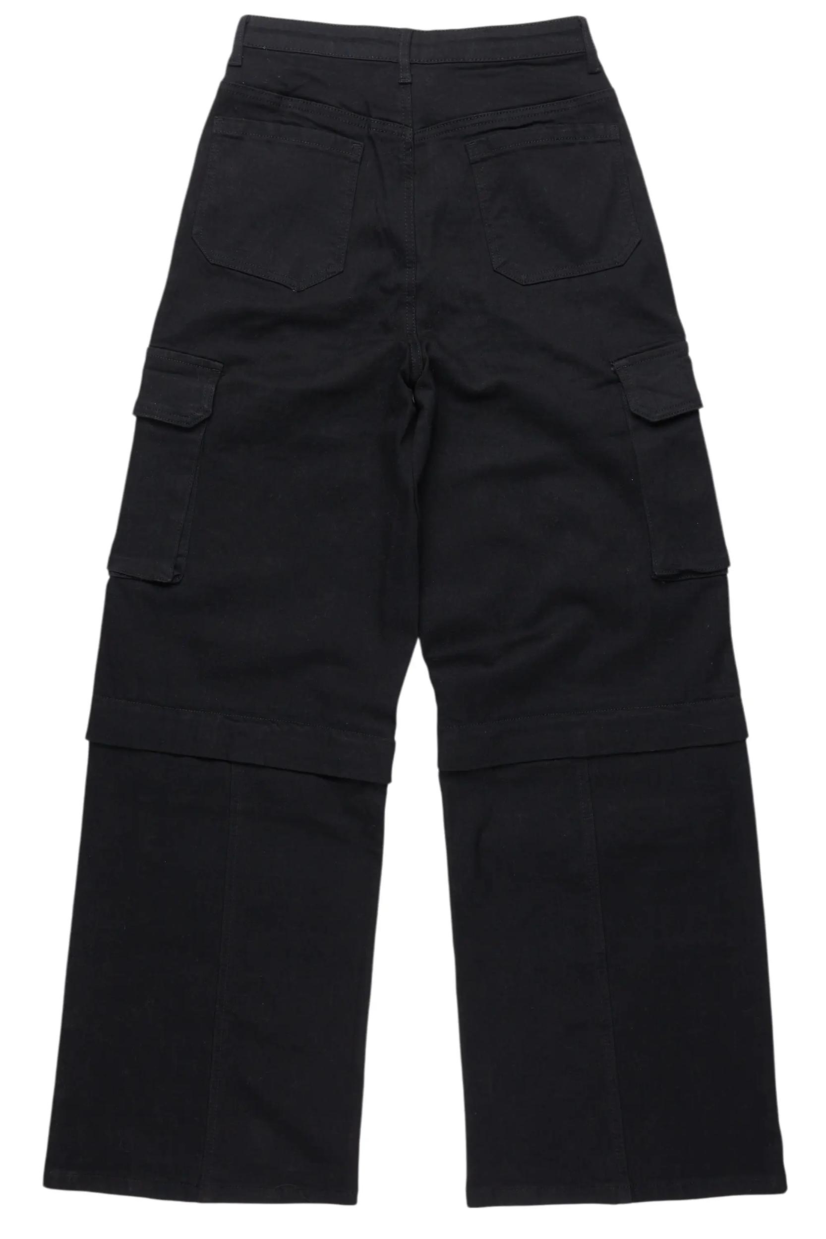 Precious Black Baggy Stacked Jean Female Product Image