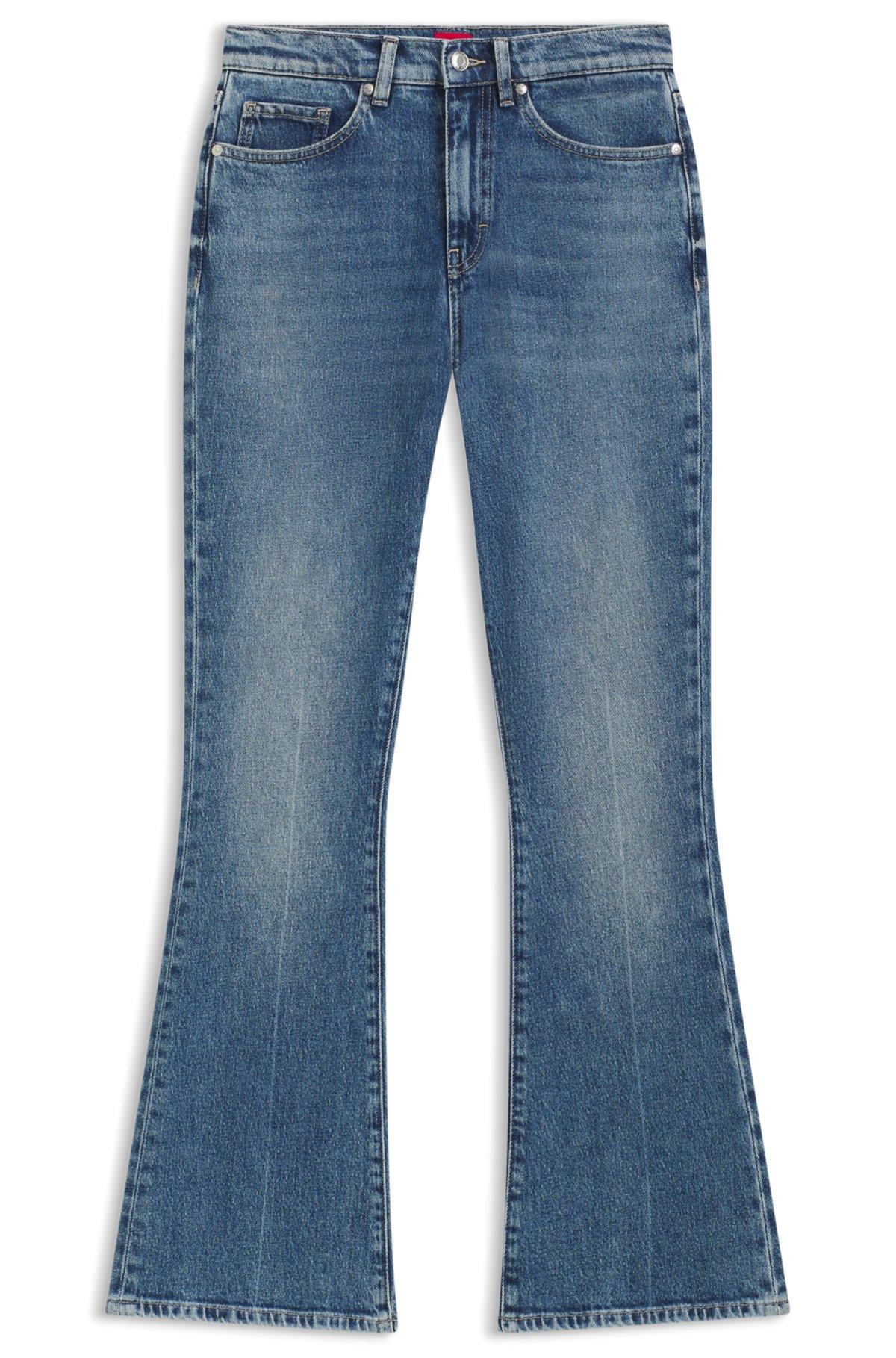 HUGO - Flared-leg skinny-fit jeans in blue stretch denim - Turquoise Product Image