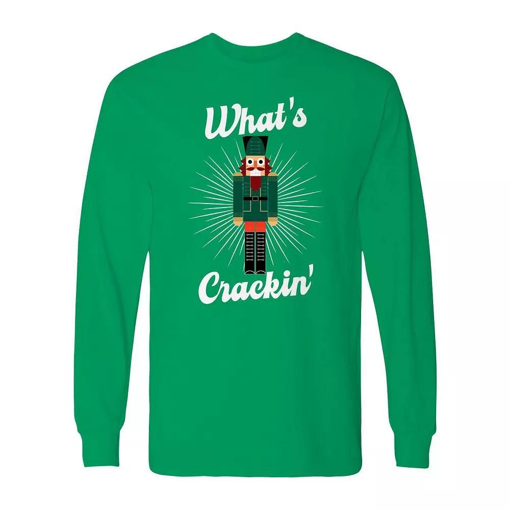 Men's Christmas What Cracker Long Sleeve Graphic Tee, Size: XL, Irish Green Product Image