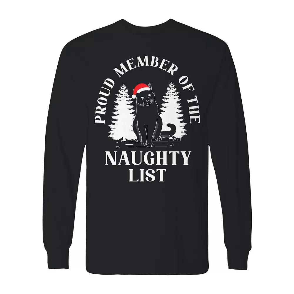 Men's Christmas Proud Member Cat Long Sleeve Graphic Tee, Adult Unisex,  Product Image