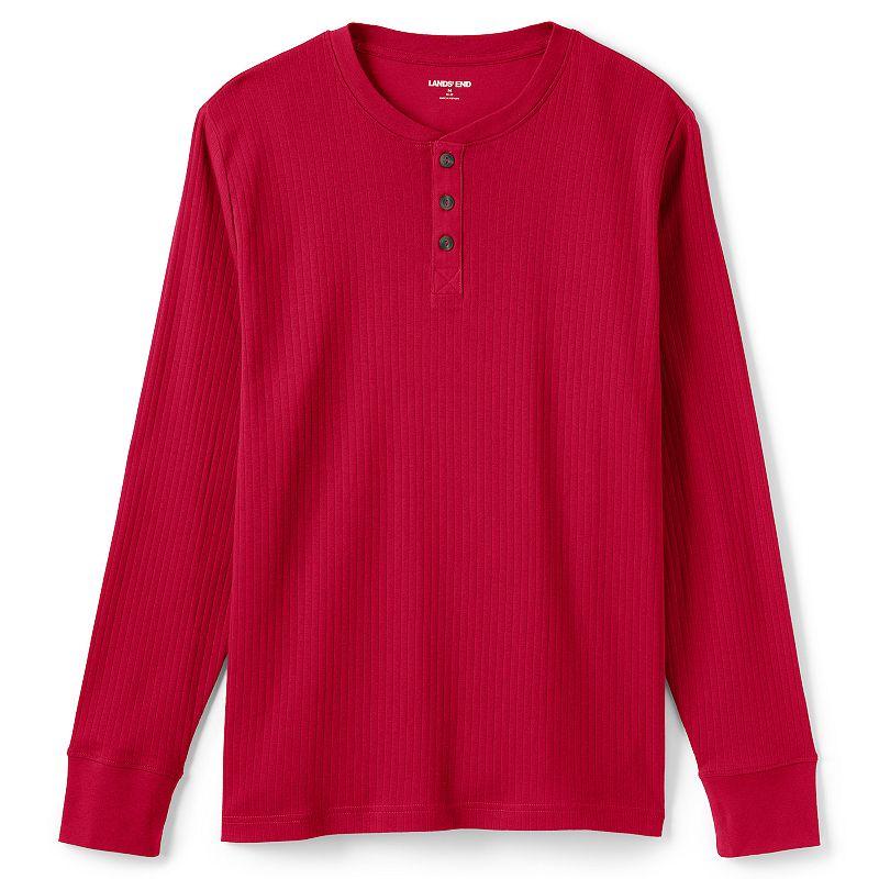 Men's Lands' End Ribbed Pajama Sleep Henley,  Product Image
