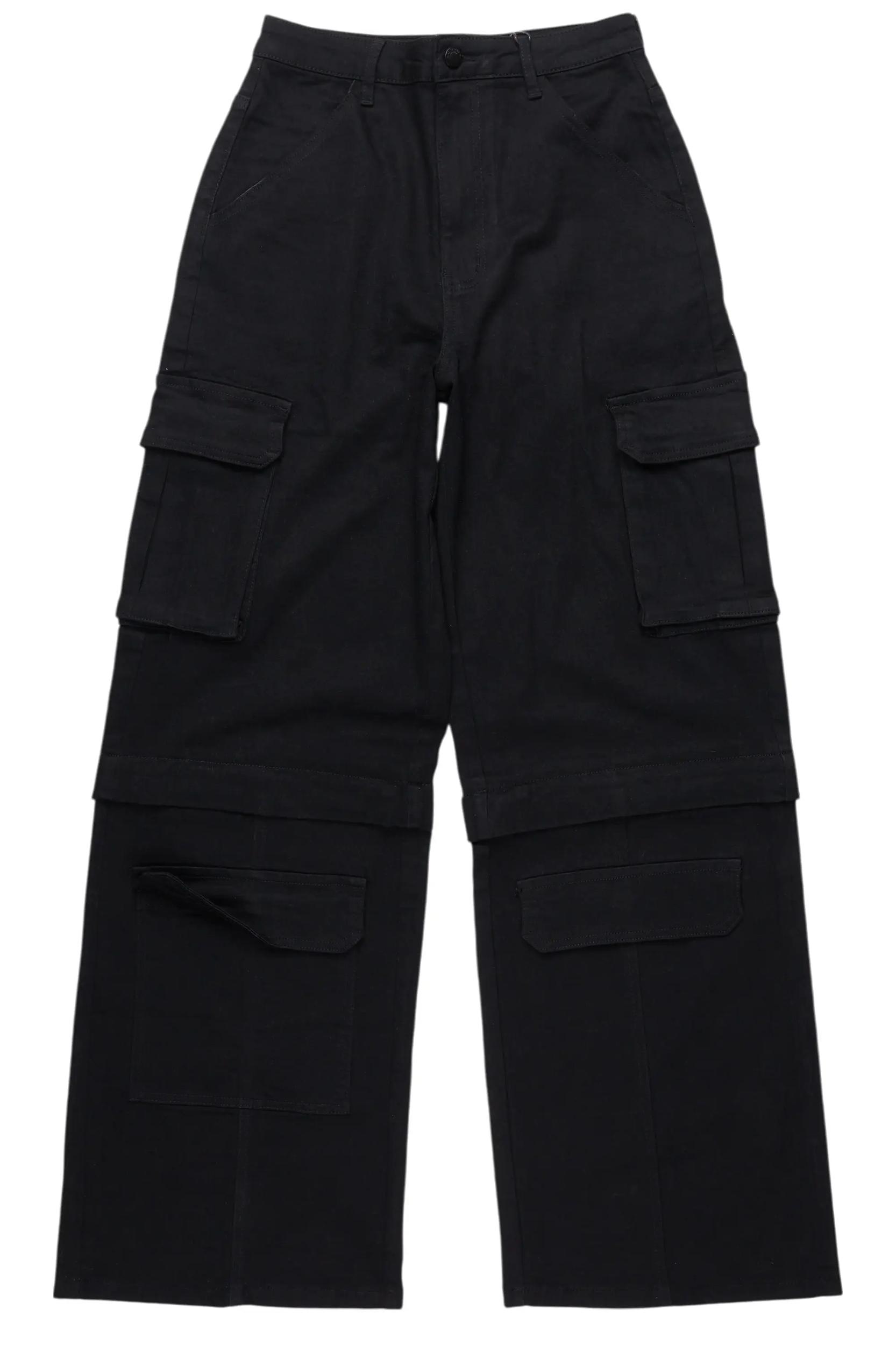 Precious Black Baggy Stacked Jean Female Product Image