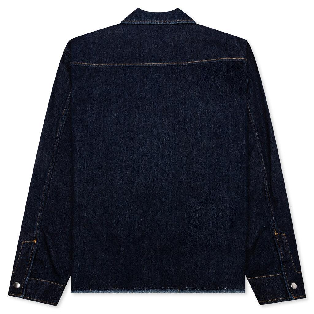 Zipped Denim Shirt - Navy Blue Male Product Image