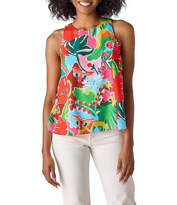 CROSBY by Mollie Burch Wynne Tropical Printed Crew Neck Racerback Tank Product Image