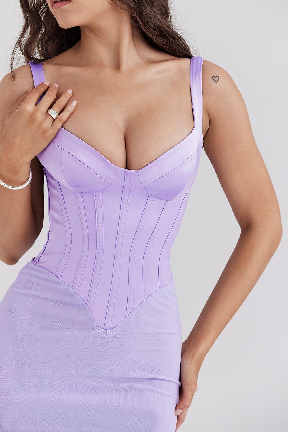 Breeze  orchid satin corset maxi dress Product Image