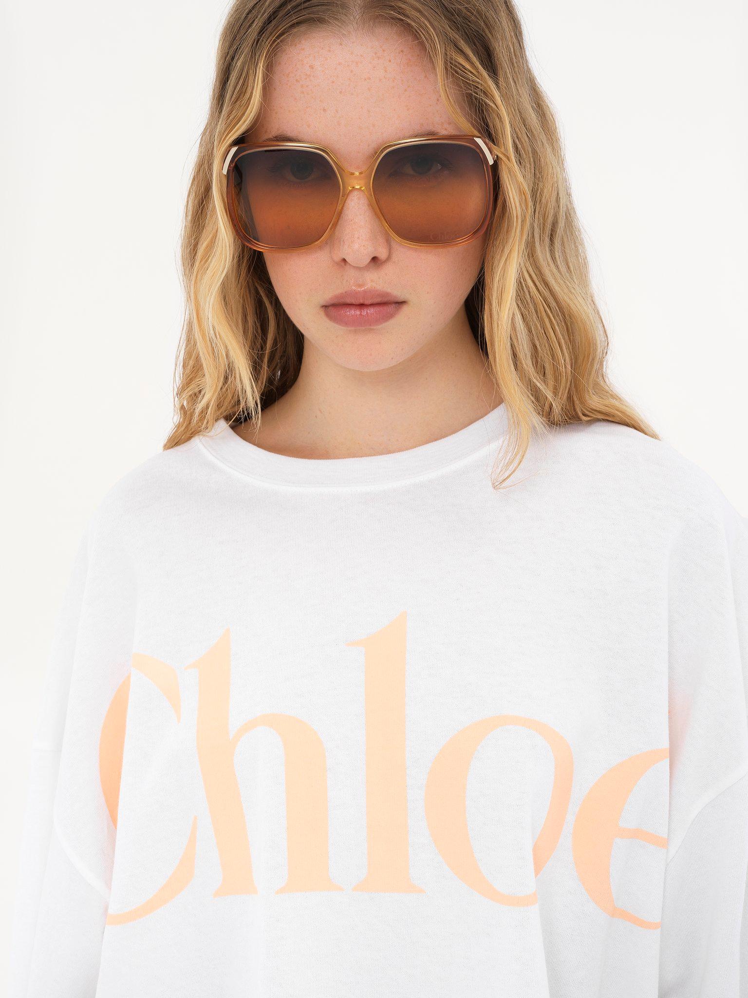Oversized cropped logo T-shirt in cotton jersey Product Image