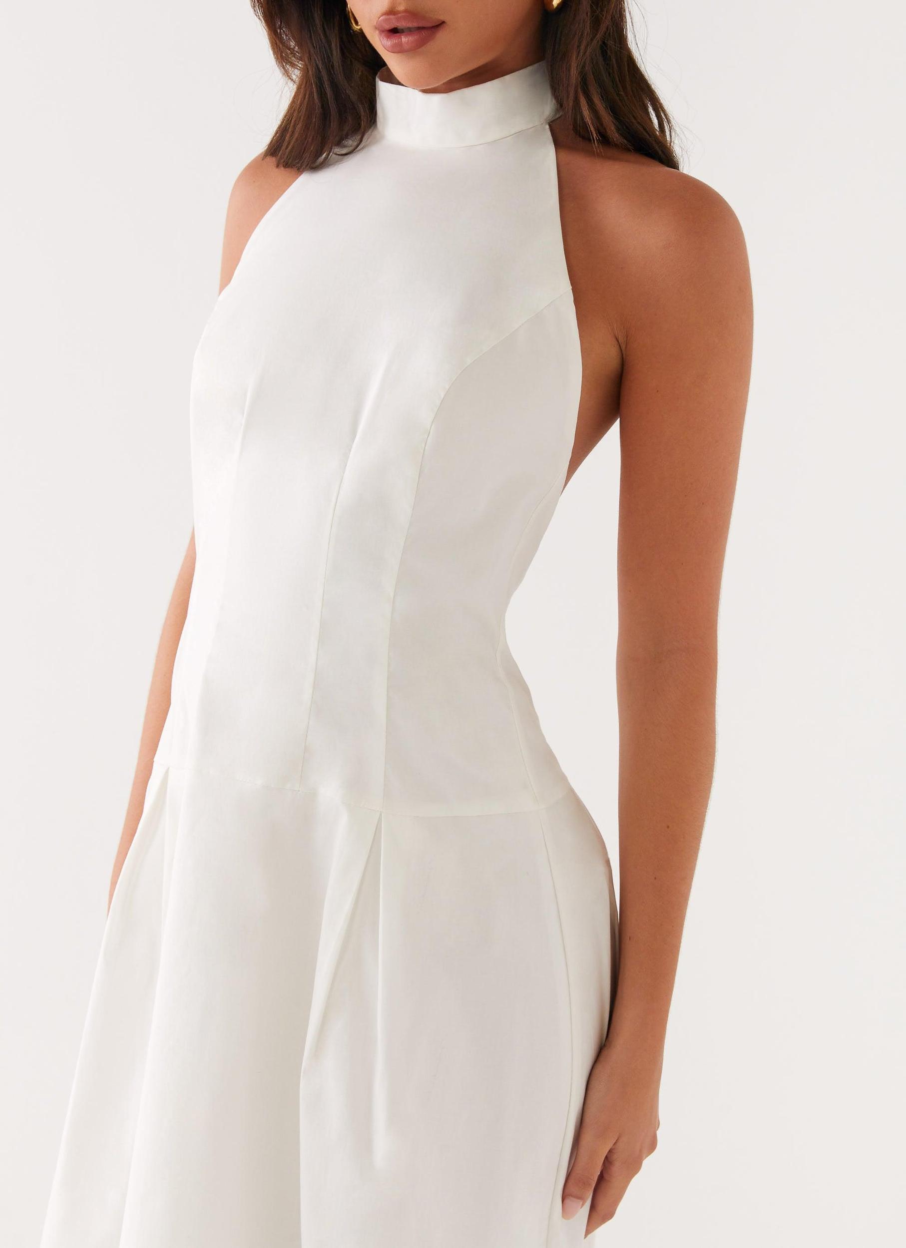 Calla Halter Midi Dress - White Product Image