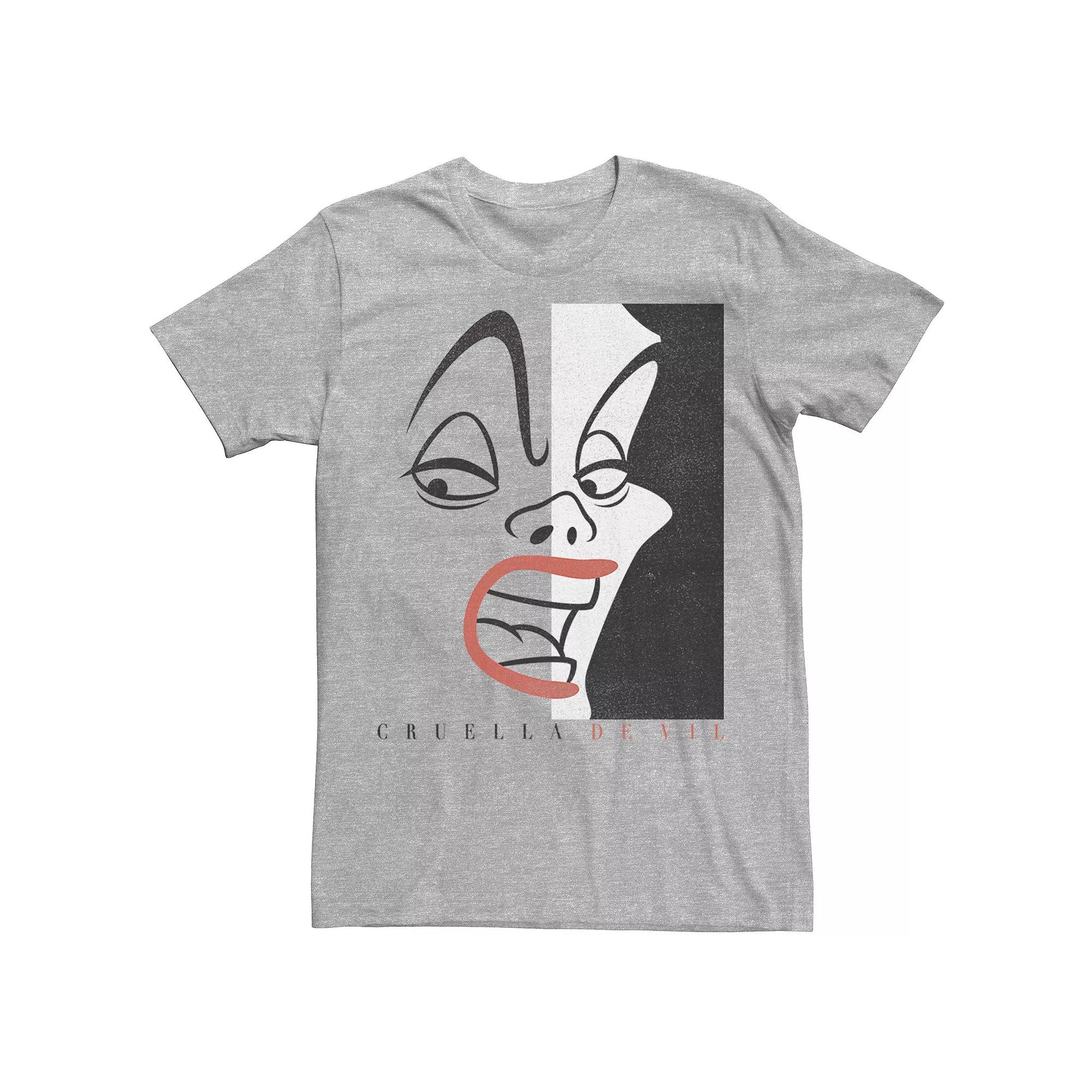 Disney's 101 Dalmations Men's Cruella Devil Head Shot Line Art Graphic Tee,  Product Image