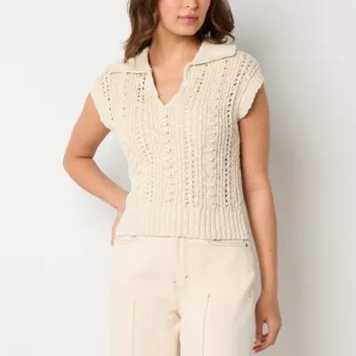 a.n.a Womens Sweater Pointelle Polo Product Image