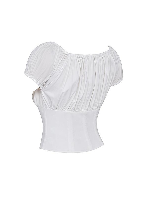 Kitty  white gathered top Product Image
