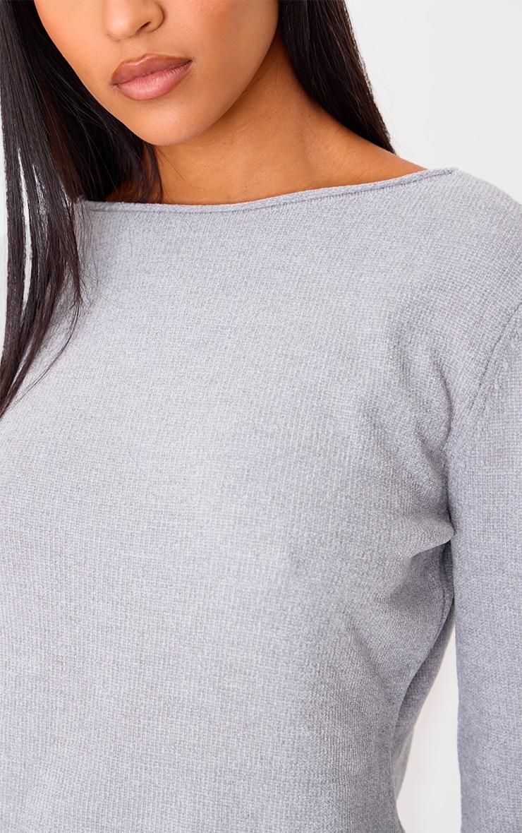 Tall Light Grey Soft Textured Knit Top Product Image