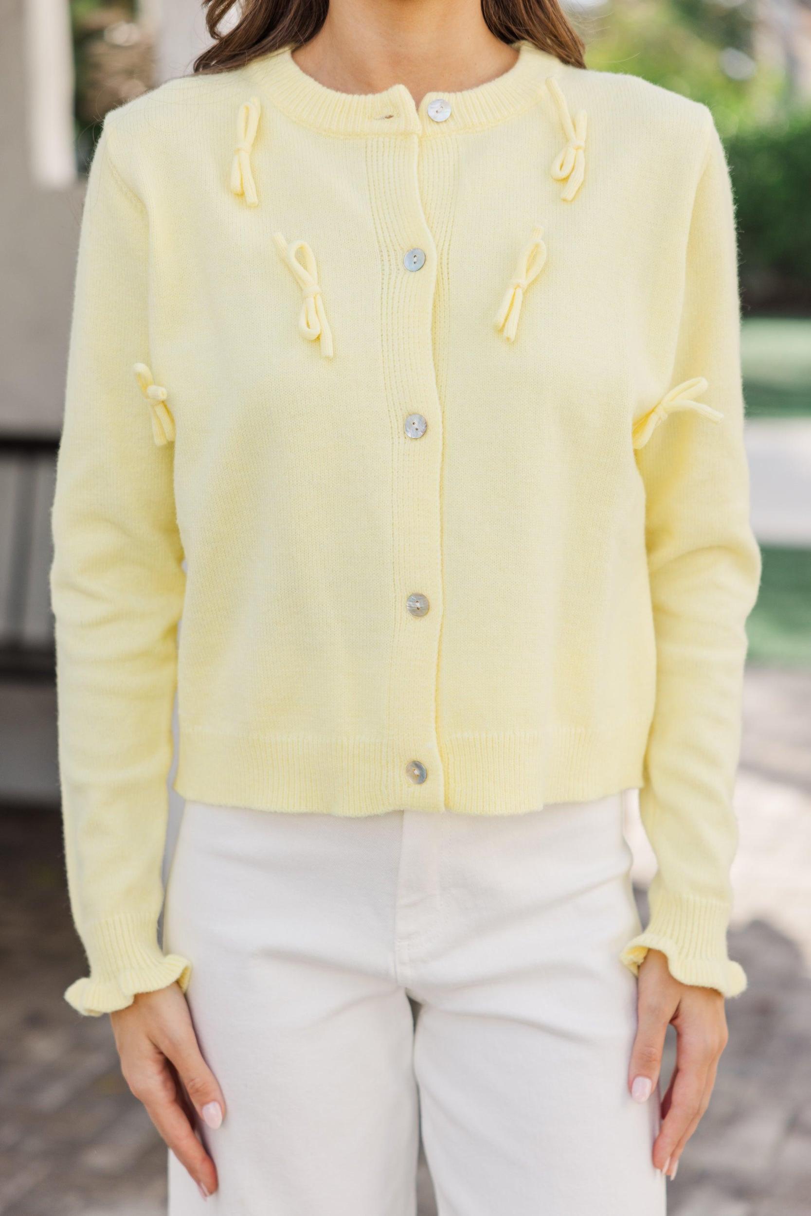 Just Ask Yellow Bow Detailed Cardigan Female Product Image