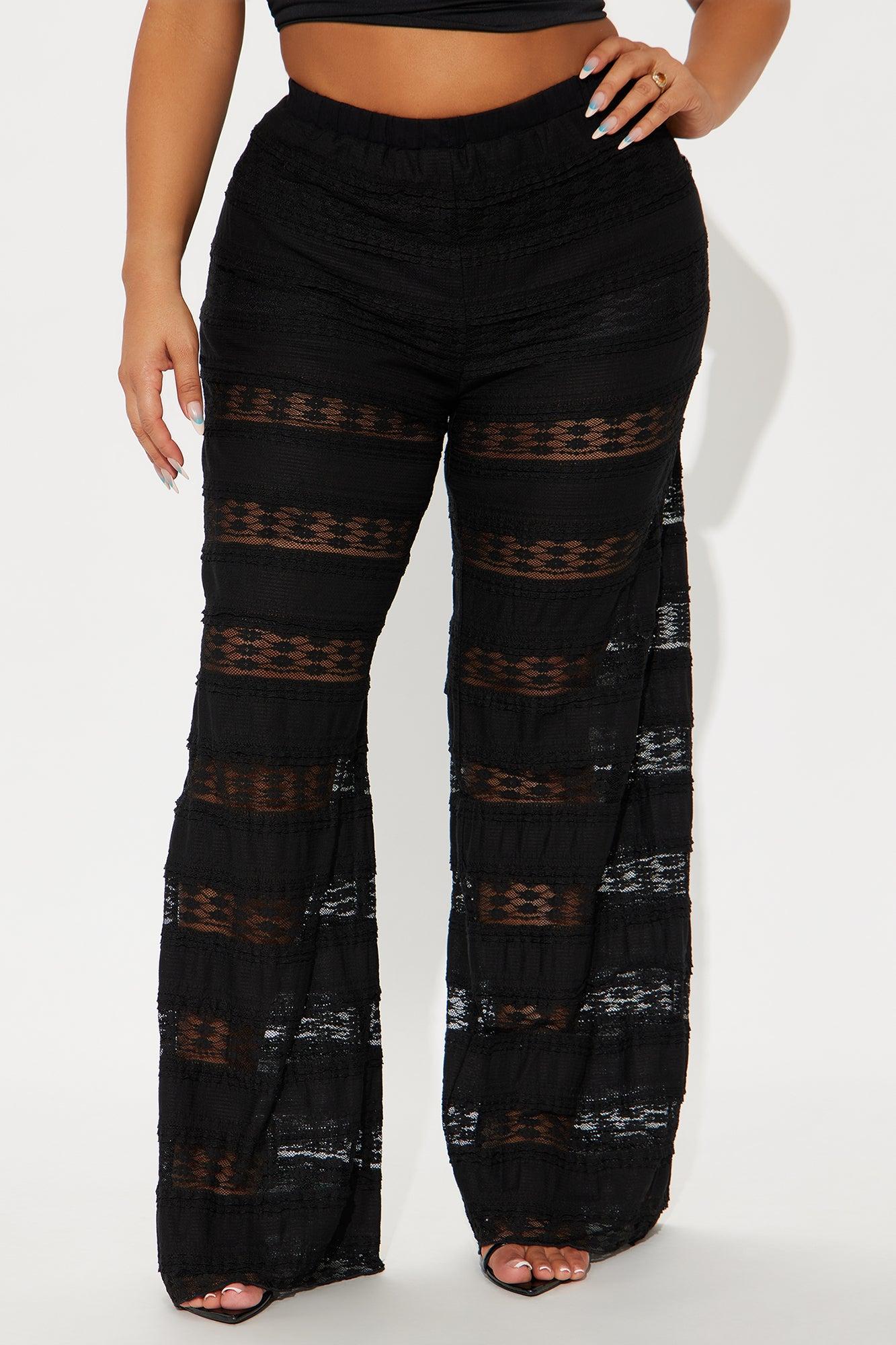 Draped In Lace Straight Leg Pant - Black Female Product Image